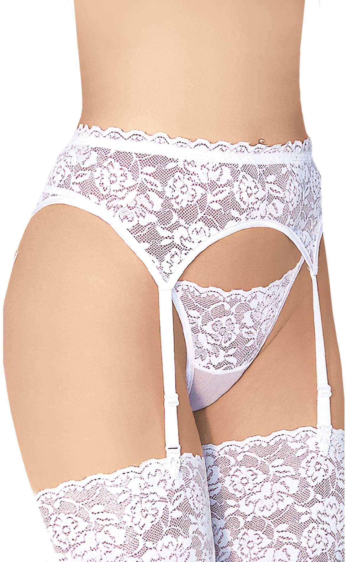 1-Pas do pończoch koronkowy SoftLine 3305 biały 3XL-1