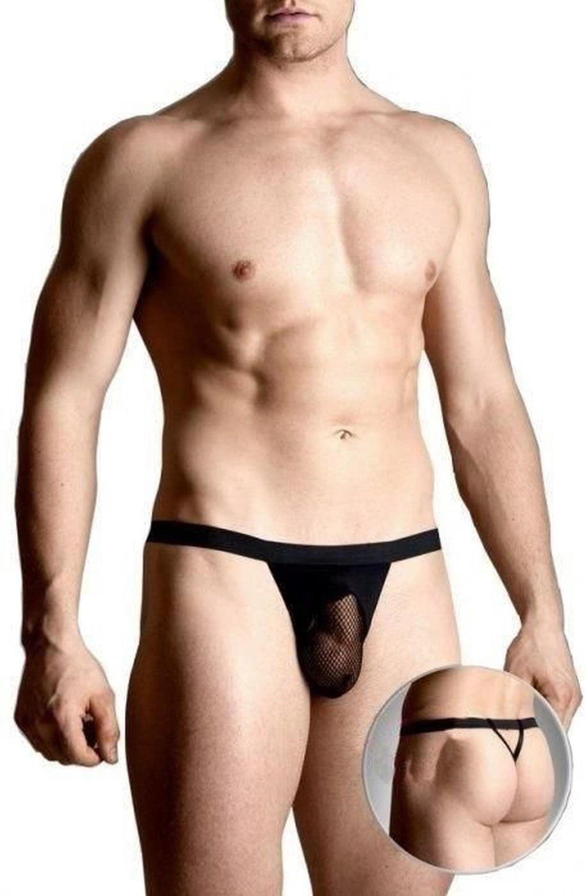 1-Męskie stringi z siatką SoftLine Collection czarne XL-1