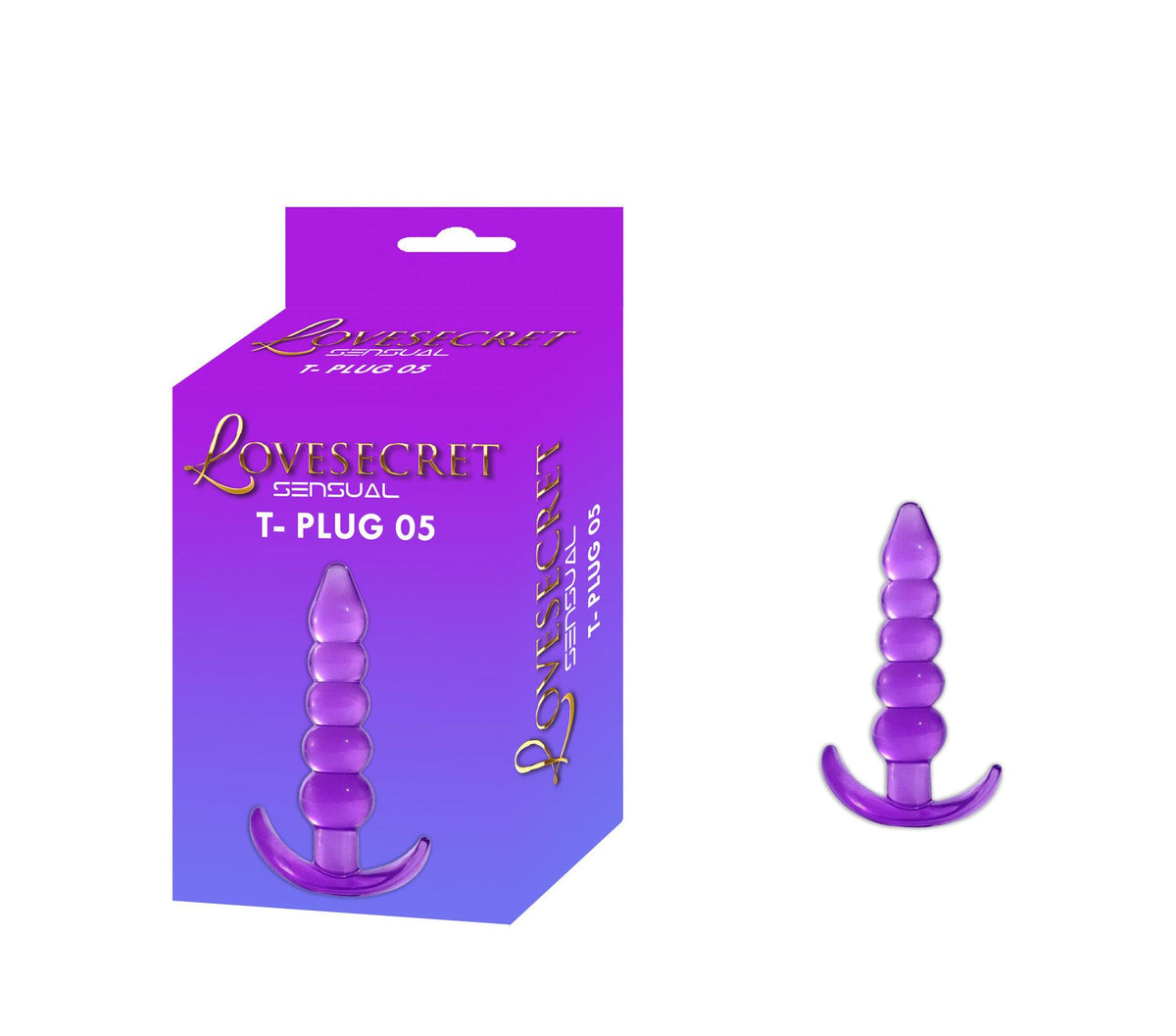 5-Korek analny TPE Lovesecret T Plug 05 fioletowy 12 cm-5