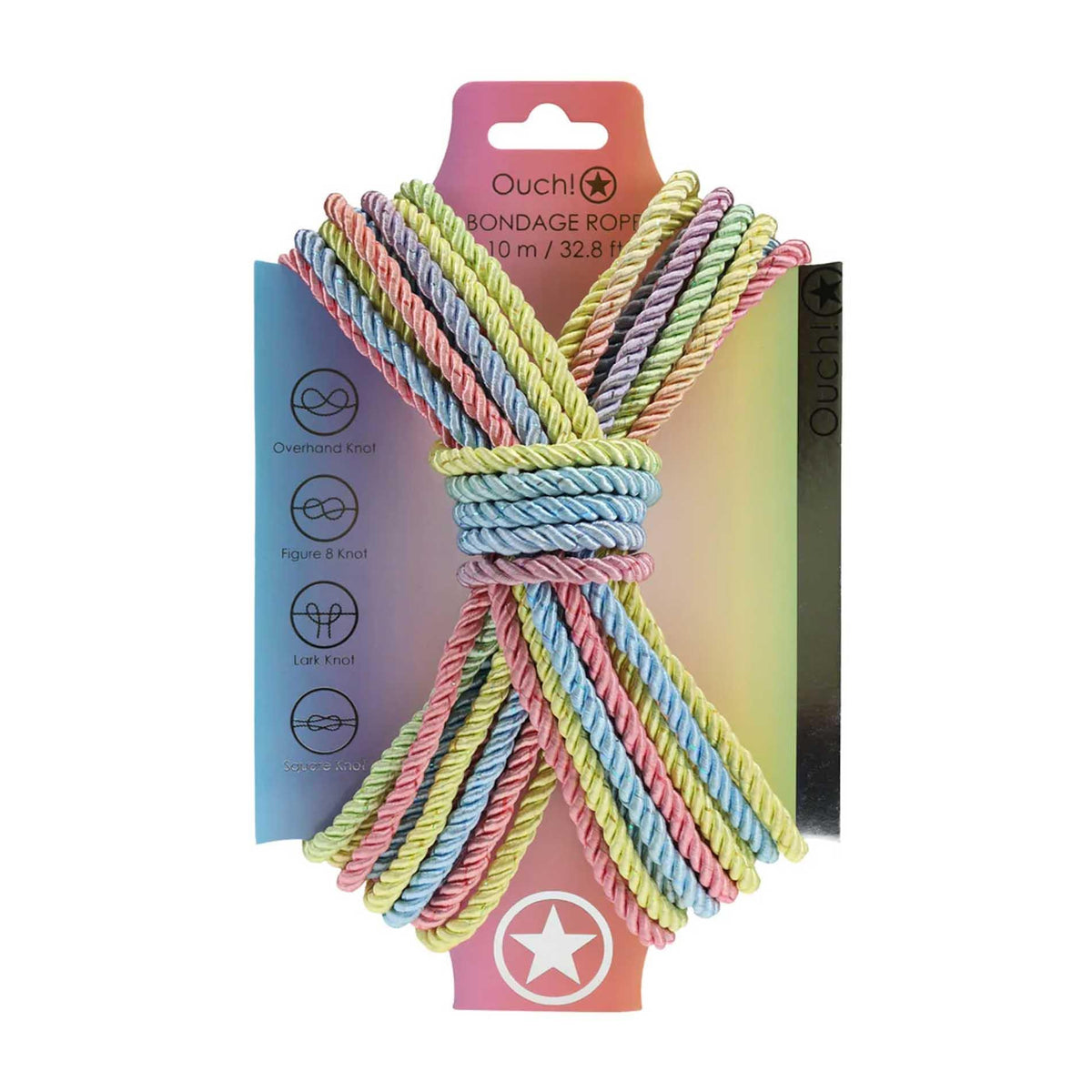 2-Poliestrowa lina bondage gładka Ouch 10m pastelowa wielokolorowa-2