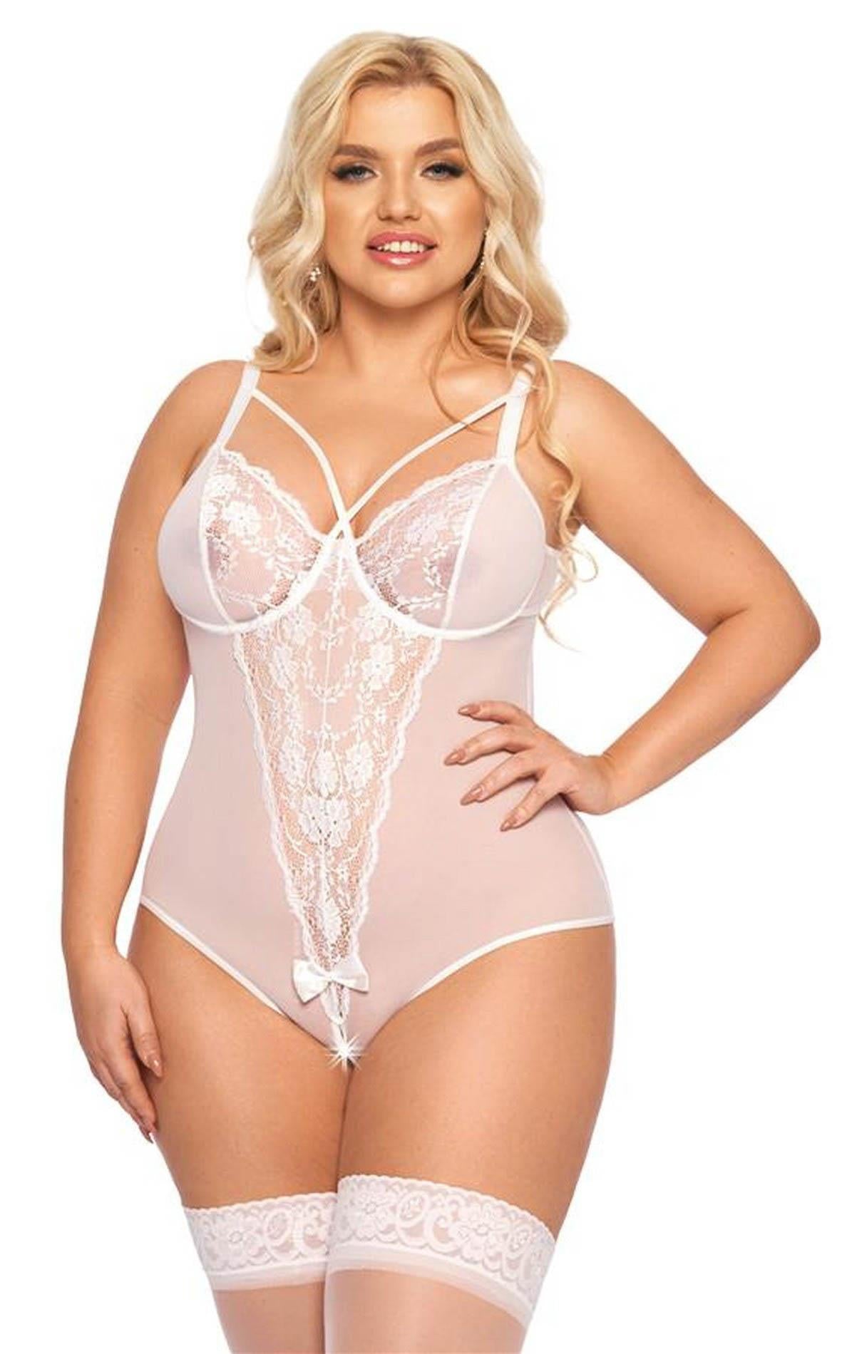 2-Body erotyczne koronkowe Amand SoftLine biały 3XL-2
