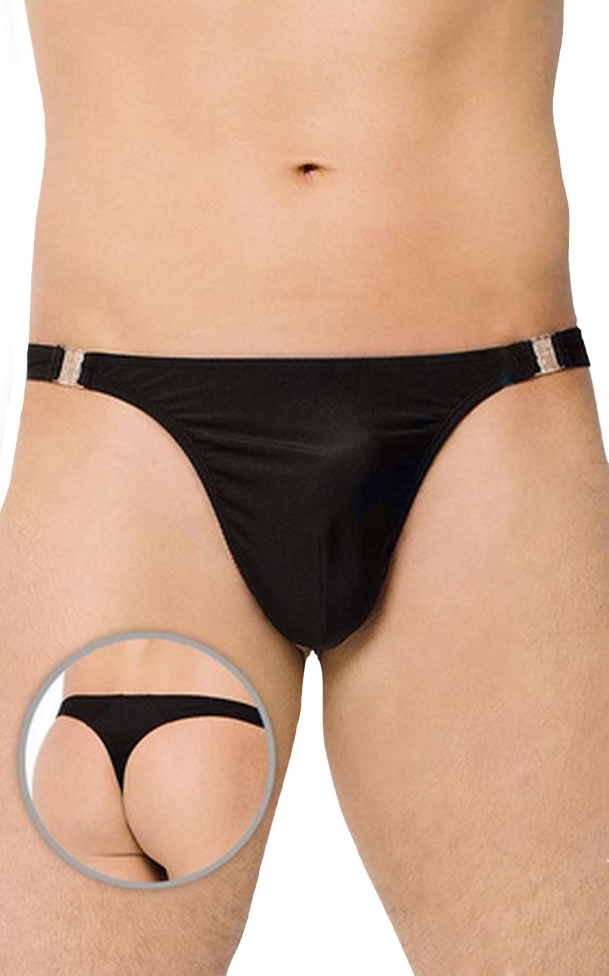 1-Stringi satynowe z rozpięciami SoftLine Collection 4432 czarne XL-1