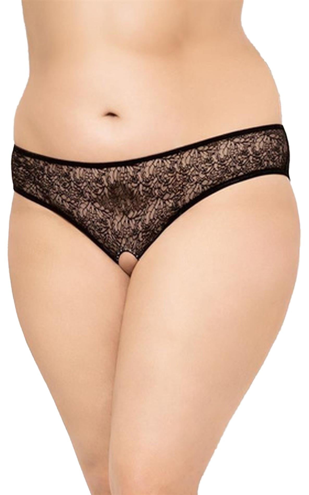 1-String koronkowy Plus Size SoftLine Collection czarny XL-1
