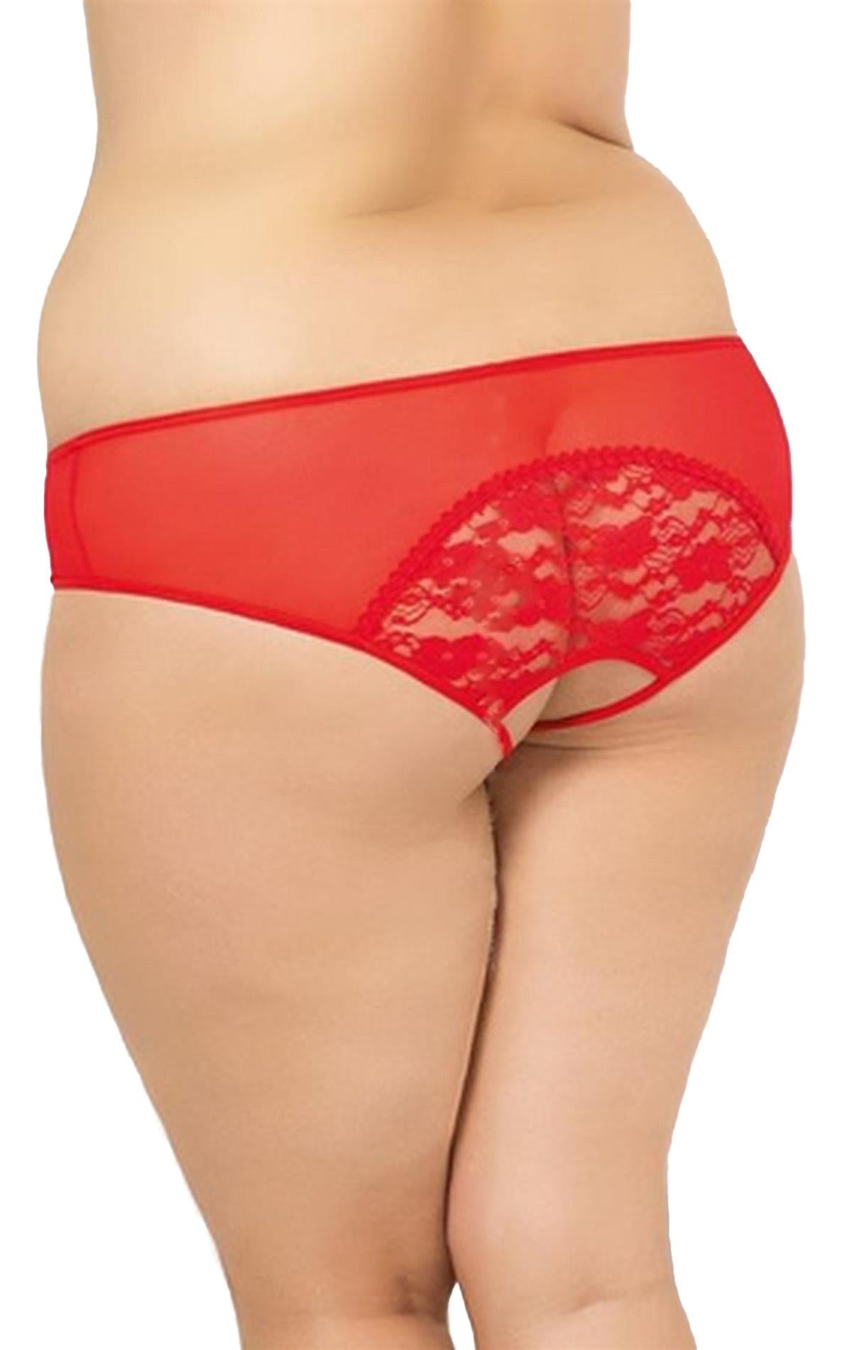 2-Stringi siateczkowe koronkowe SoftLine 2466 czerwone 3XL-2
