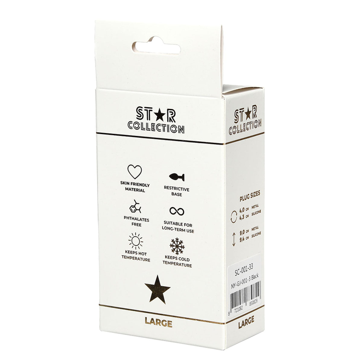 2-Korek analny silikonowy Star Collection czarny L jasnoniebieski kamień 10cm-2