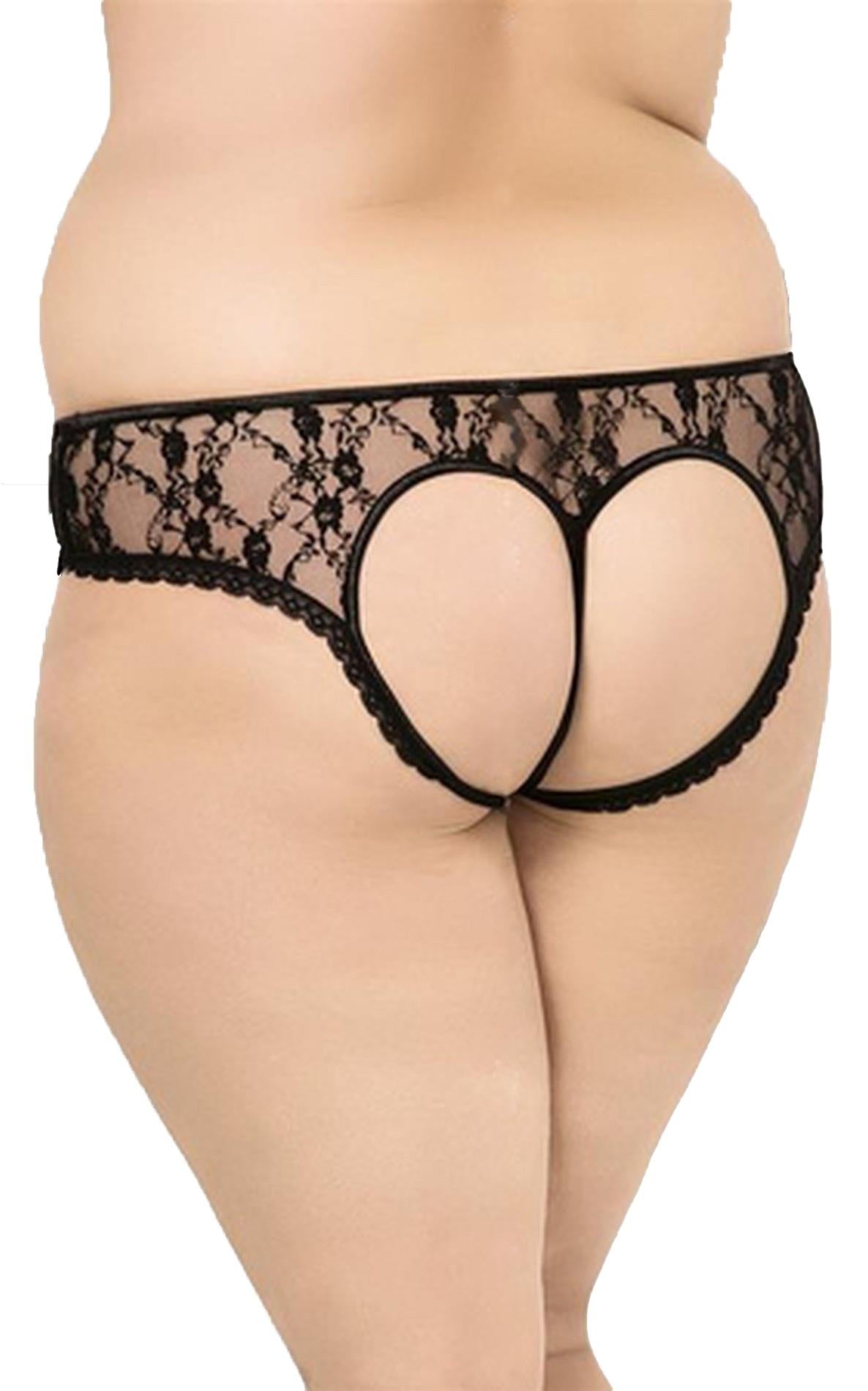 2-Stringi koronkowe z wycięciem serca SoftLine 2472 czarne XL-2