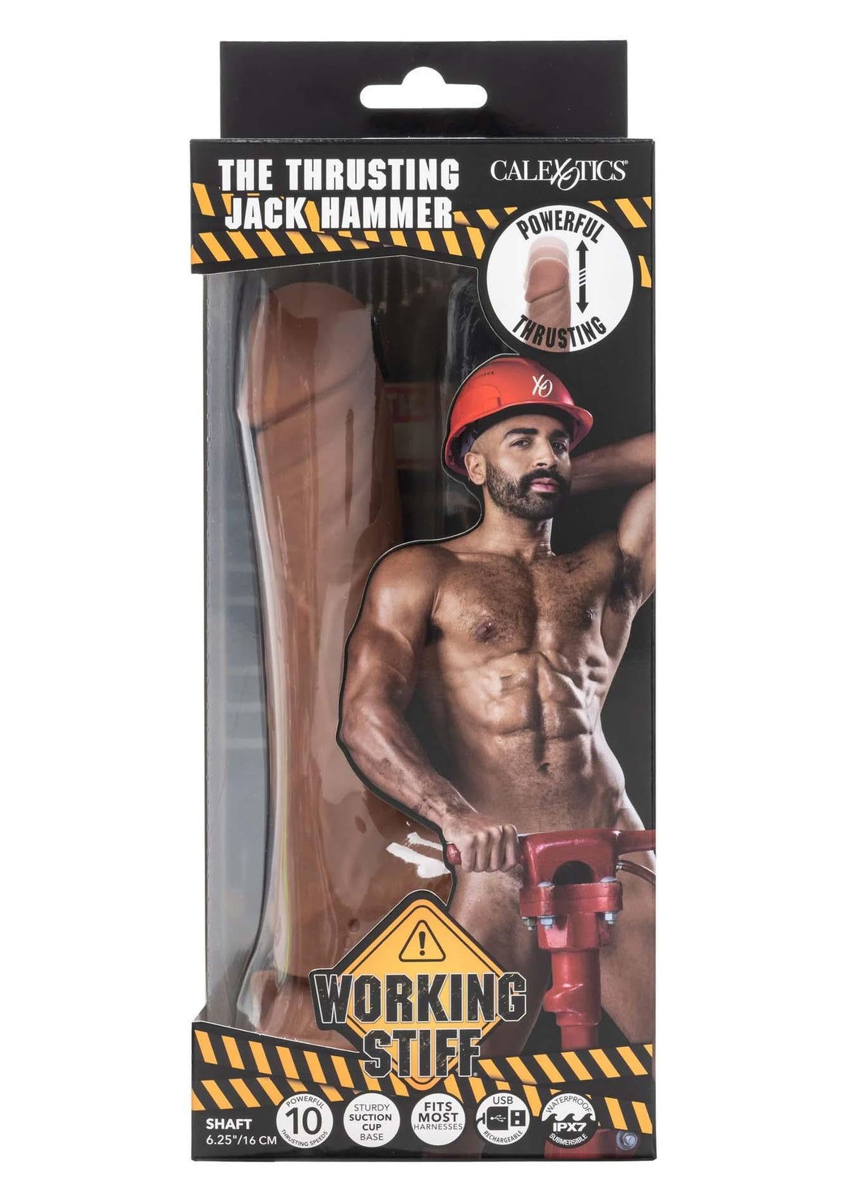 8-Wibrator realistyczny Thrusting Jack Hammer Calexotics karmelowy 21 cm-8