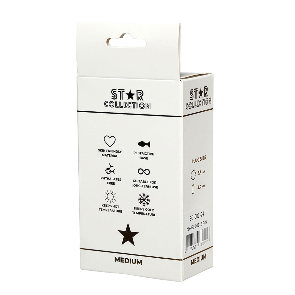 2-Różowy silikonowy korek analny M z fioletowym kamieniem Star Collection-2