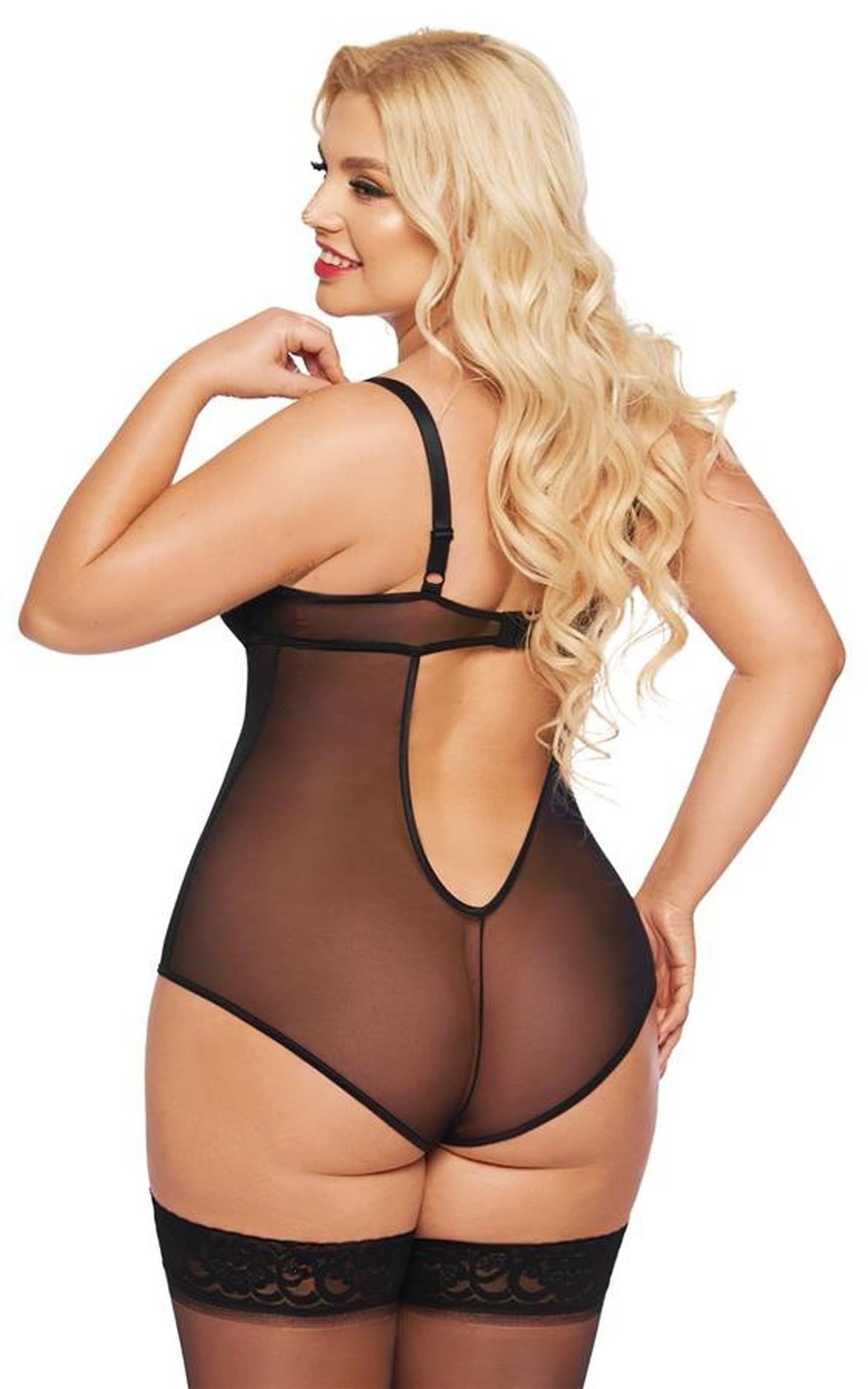 2-Erotyczne body koronkowe Amanda SoftLine czarny 3XL-2