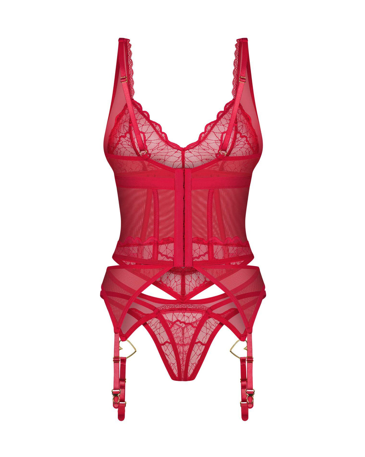 3-Koronkowy komplet Obsessive Cupide Desir czerwony L/XL-3