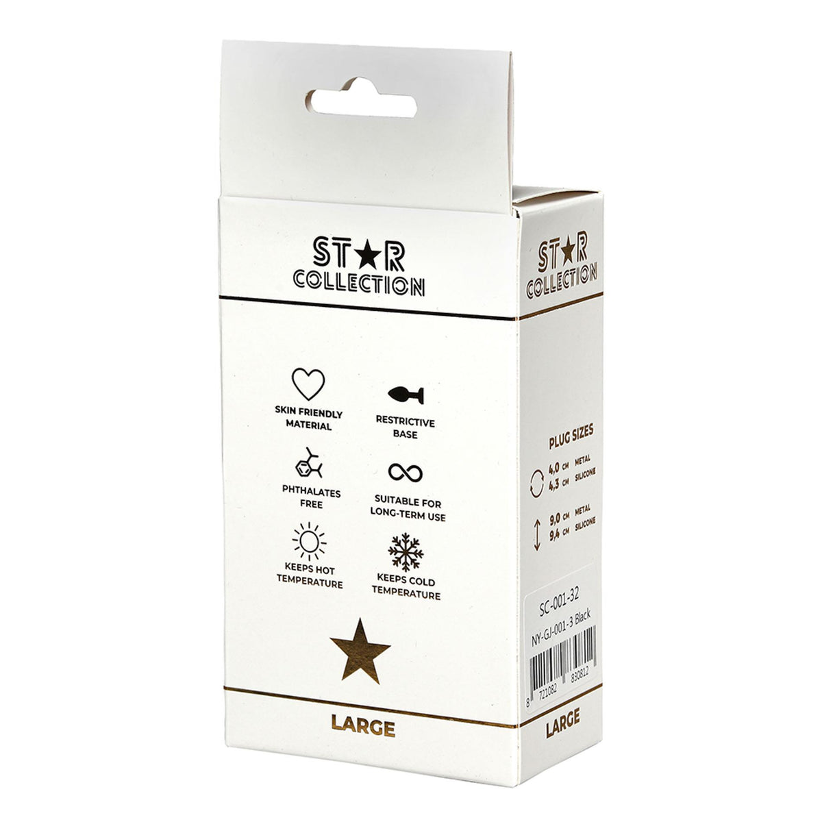 2-Czarny silikonowy korek analny Star Collection L z różowym kamieniem 10cm-2