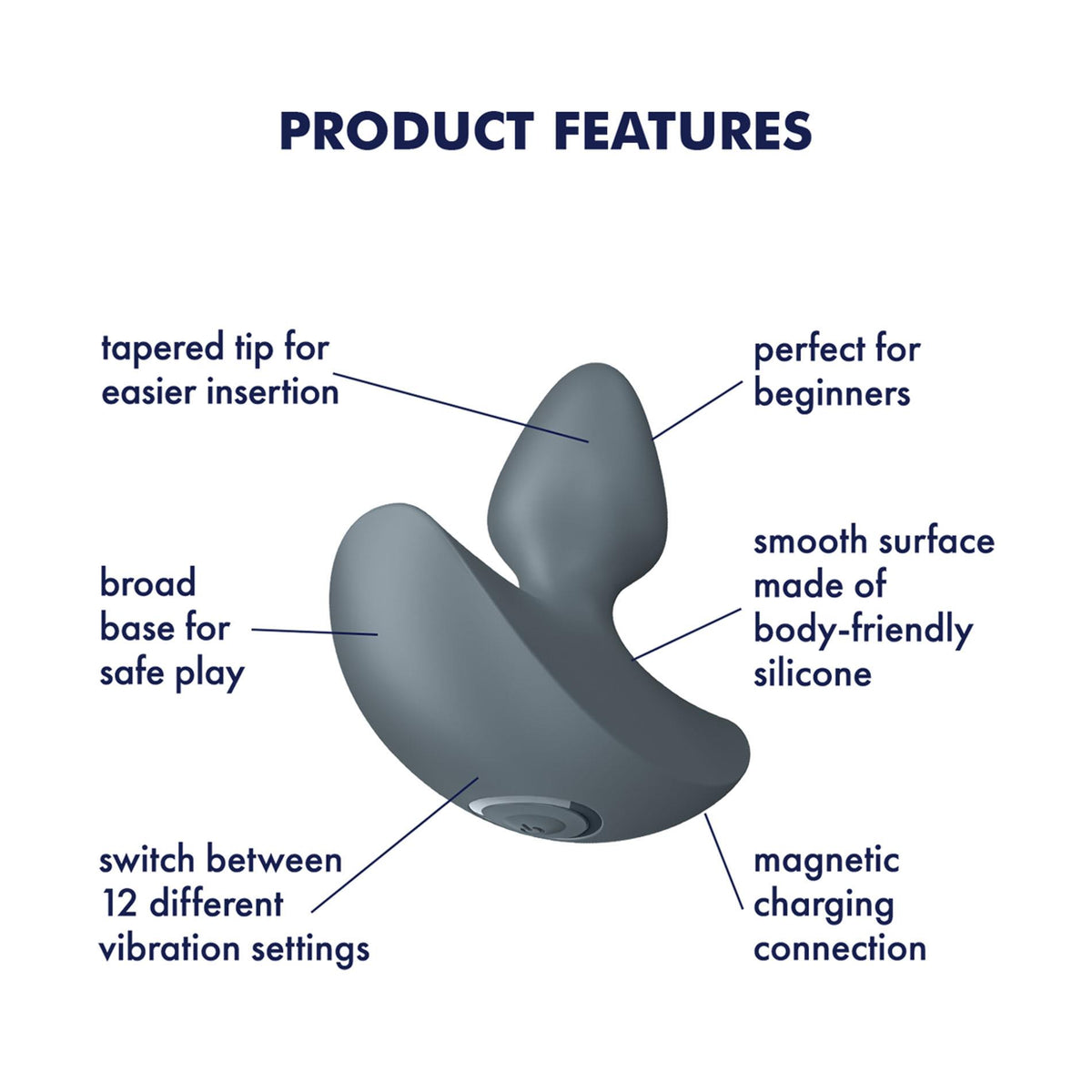4-Wibrujący korek analny Satisfyer Booty Beginners ciemnieniebieski 8 cm USB-4