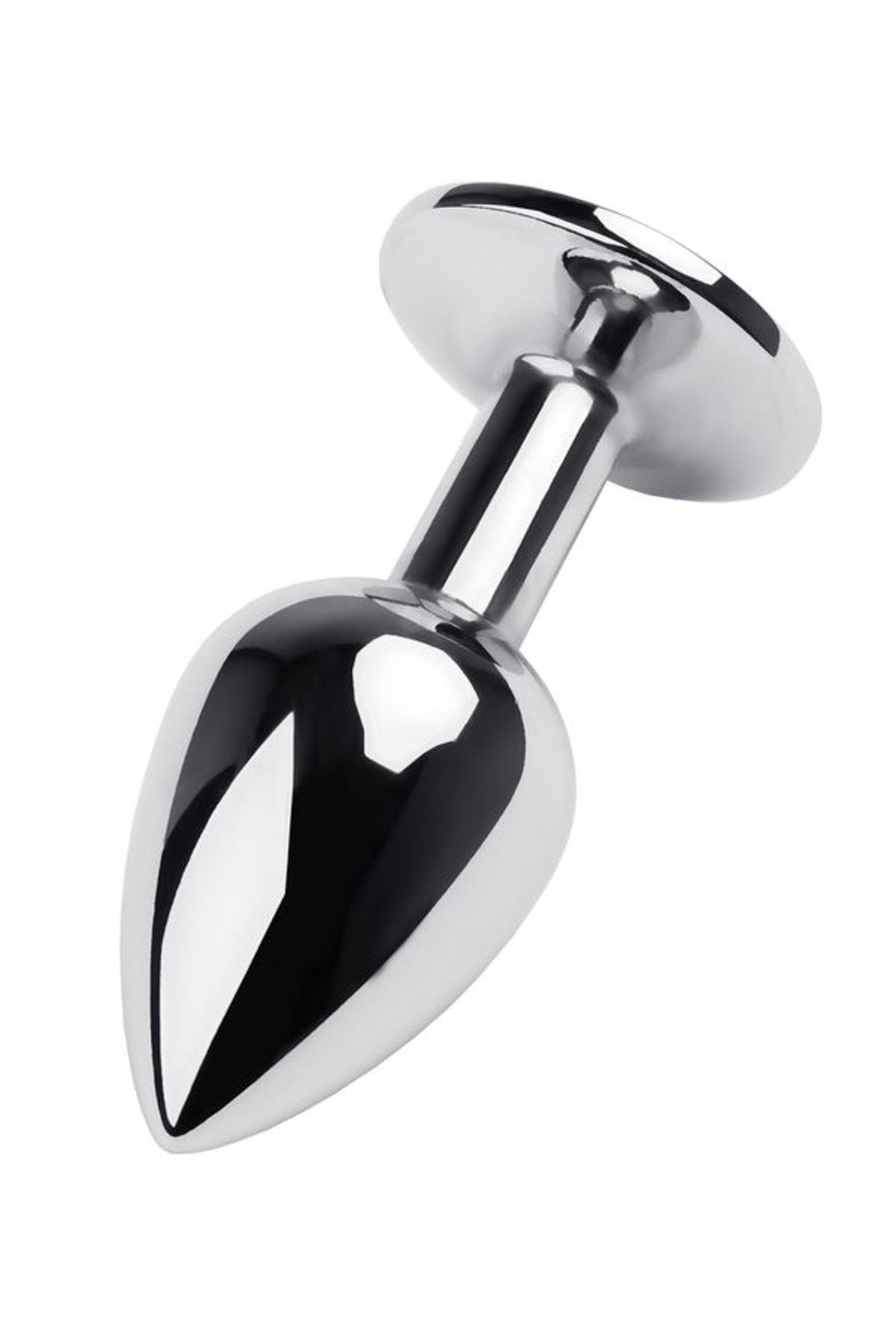 3-Korek analny Metal by TOYFA z kryształem turmalinu srebrny 7 cm-3