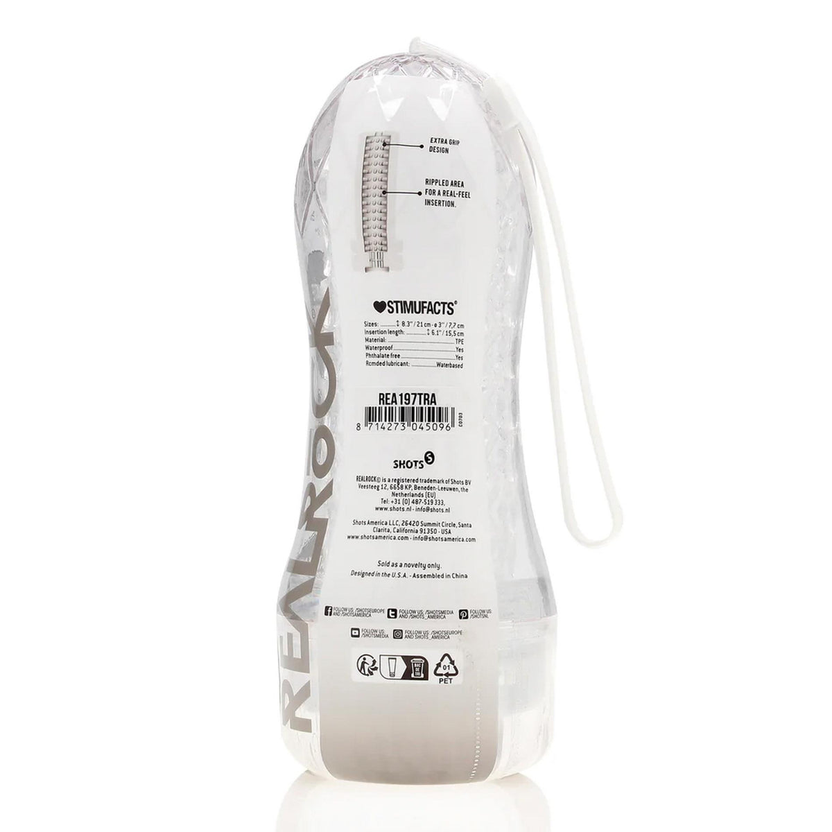 10-Masturbator teksturowany Easy Rider RealRock transparentny 21 cm-10