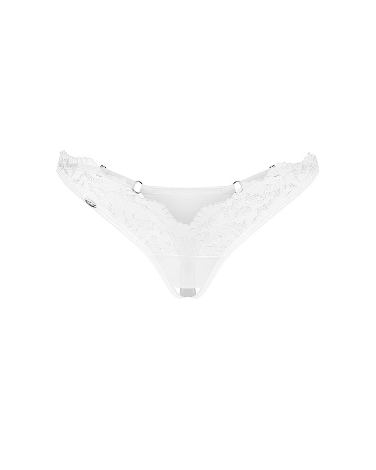 4-Otwarte stringi koronkowe Arrowel White Obsessive 2XL/3XL-4