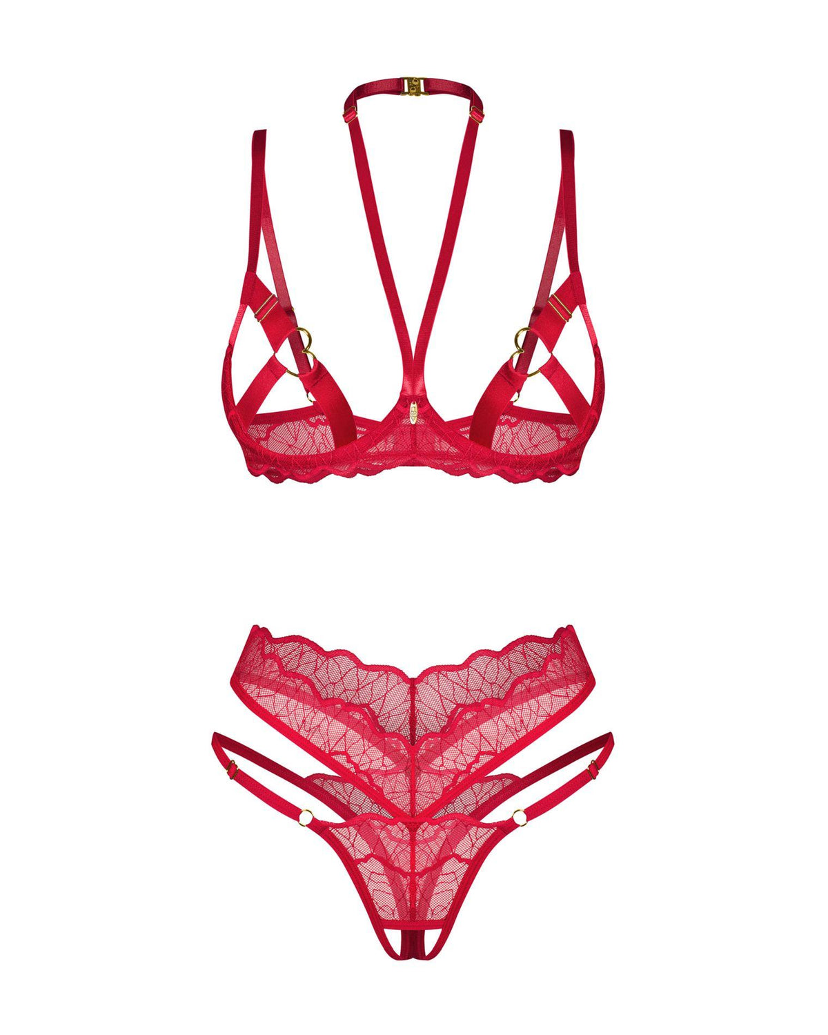 3-Komplet dwuczęściowy otwarty Cupide Desir Obsessive czerwony L/XL-3
