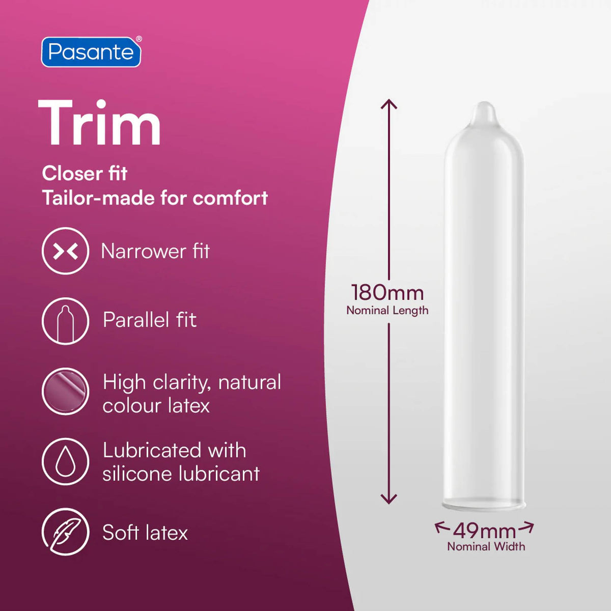 3-Prezerwatywy węższe Pasante Trim 49 mm 12 szt-3