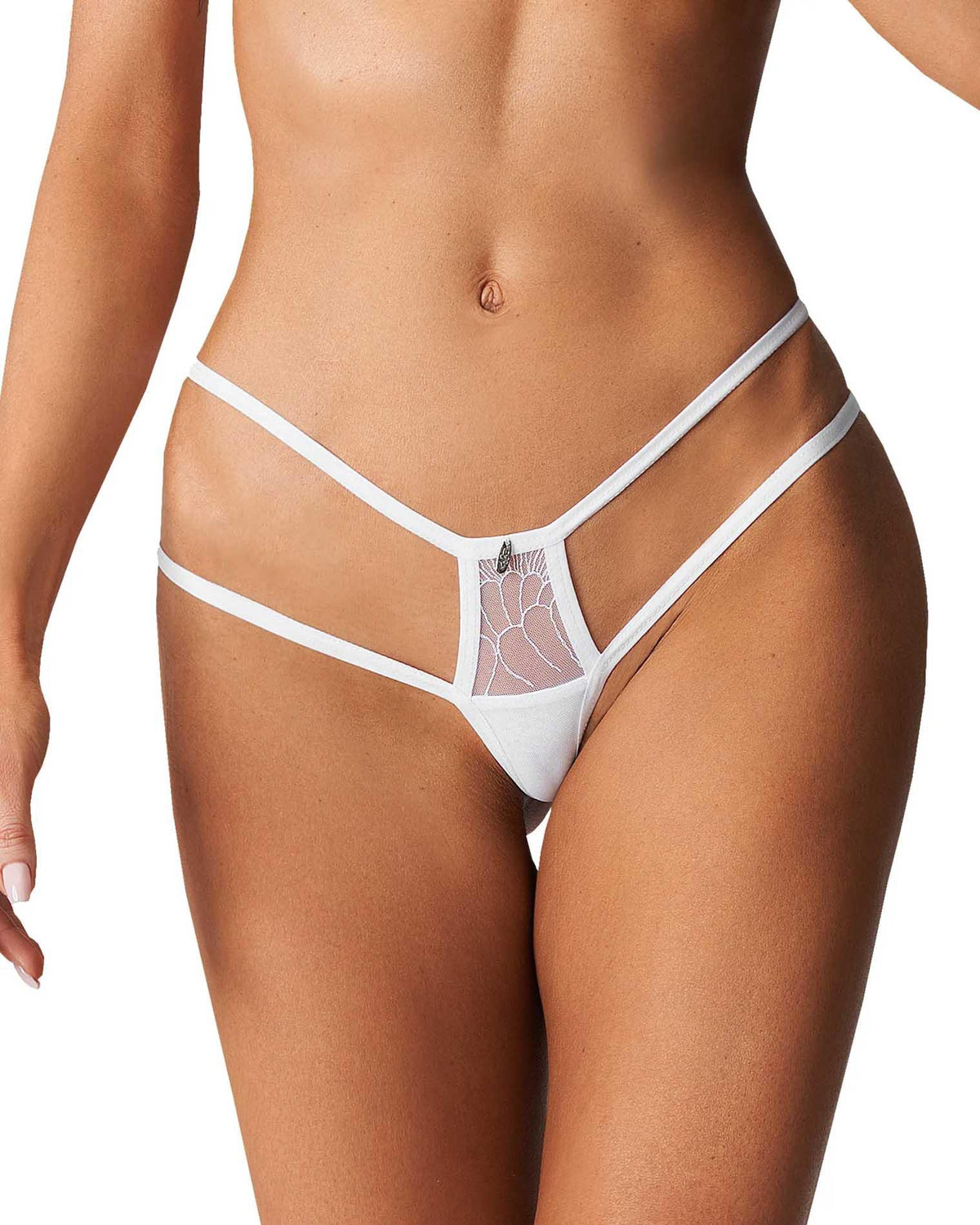 4-Figi otwarte koronkowe Arrowel białe Obsessive 2XL/3XL-4
