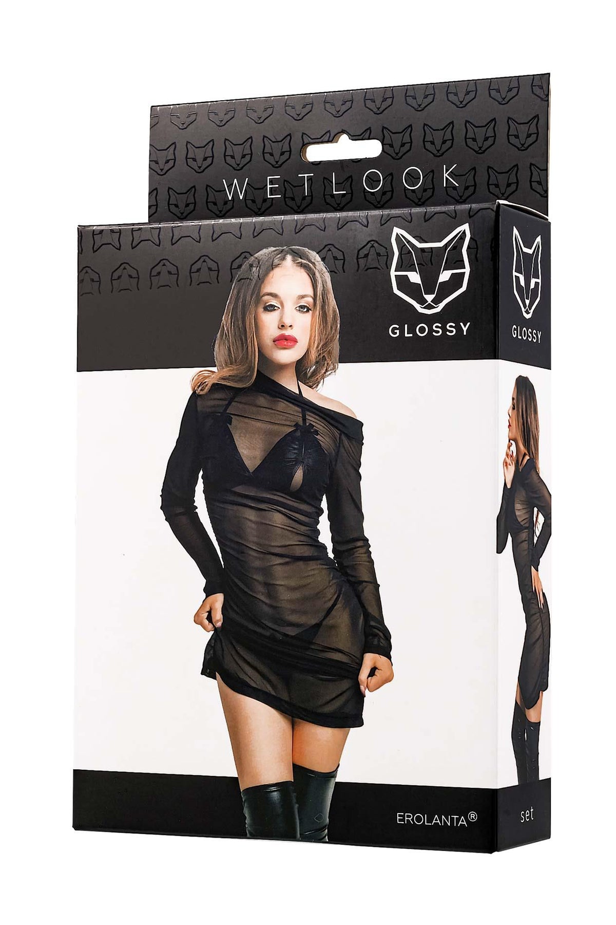 5-Komplet bielizny Glossy Sheril wetlook czarny XL-5