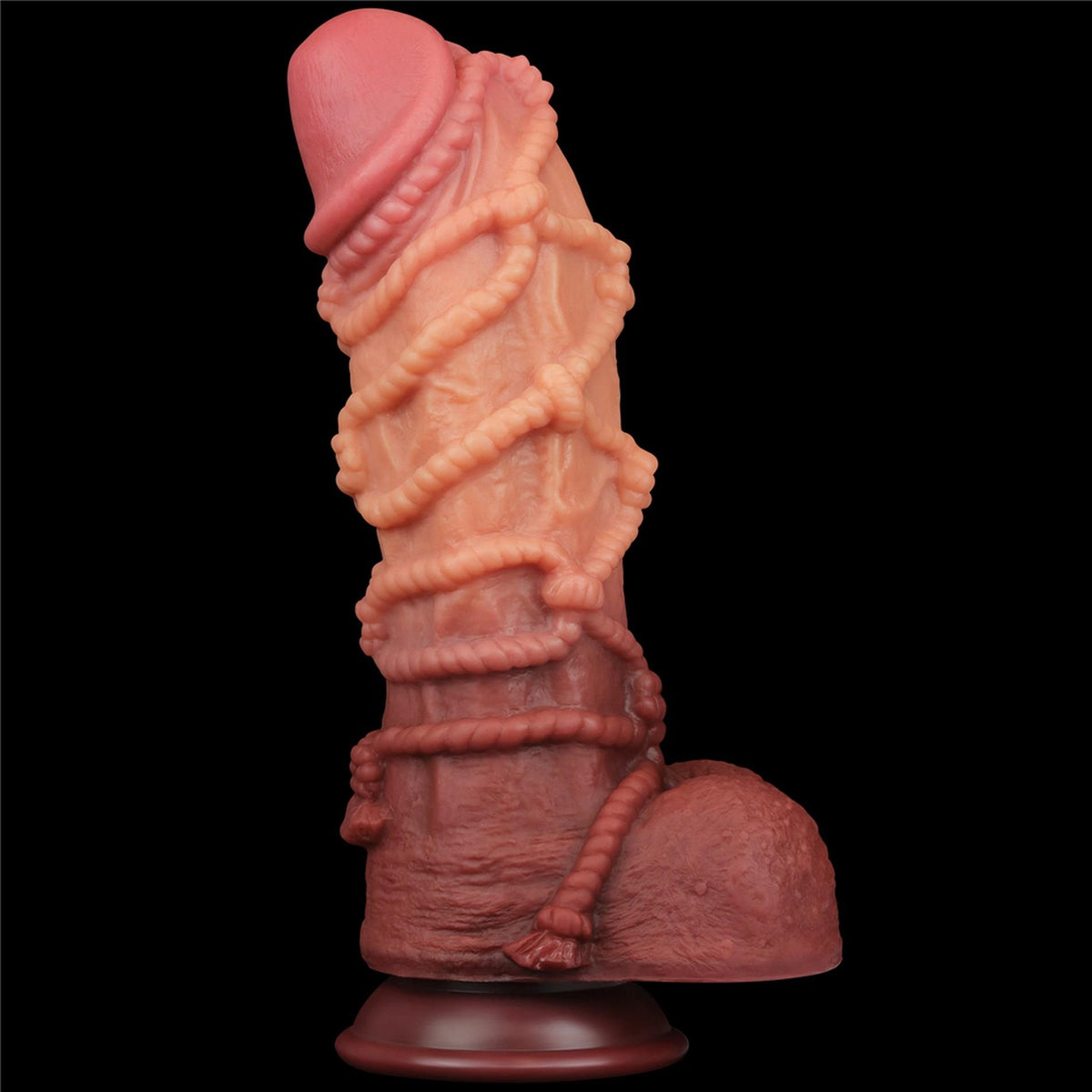 4-10.5'' Dual layered Platinum Silicone Cock with Rope-4