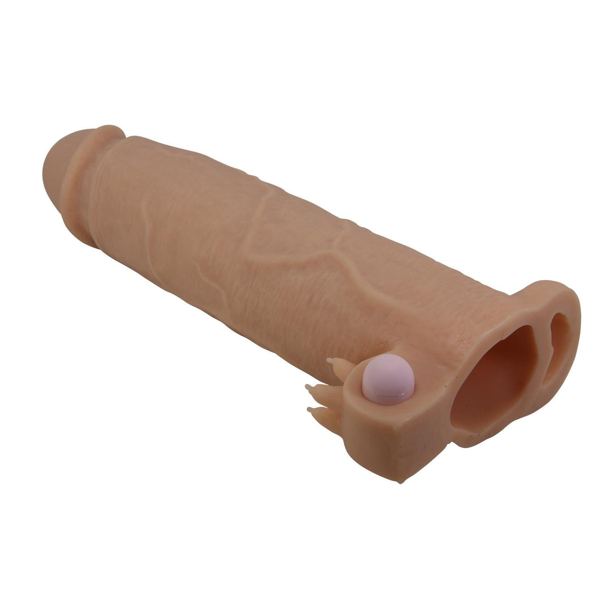 8-Przedłużka na penisa Pretty Love Xerxes wibrująca cielista 22 cm-8