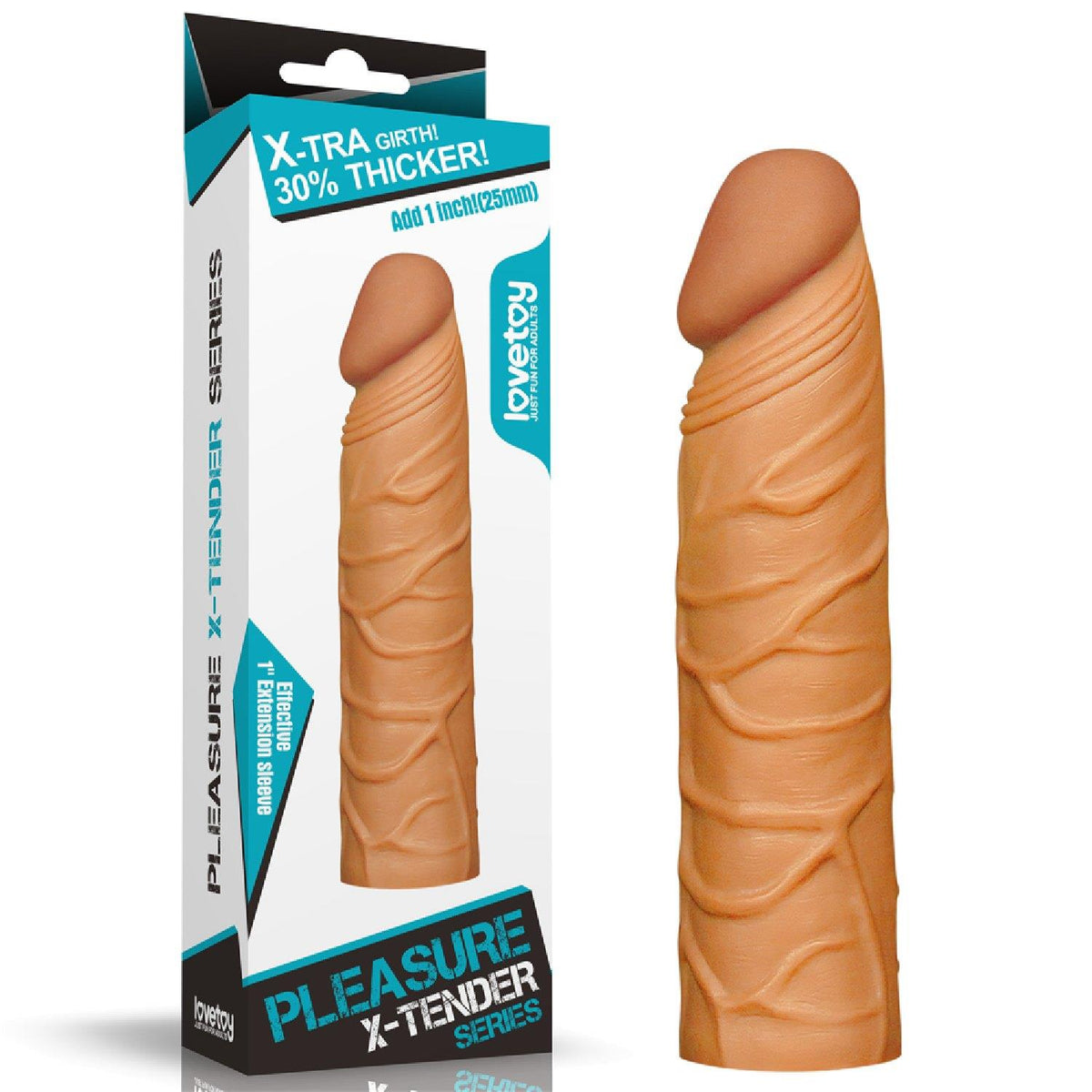 5-Add 1"" Pleasure X Tender Penis Sleeve Brown-5