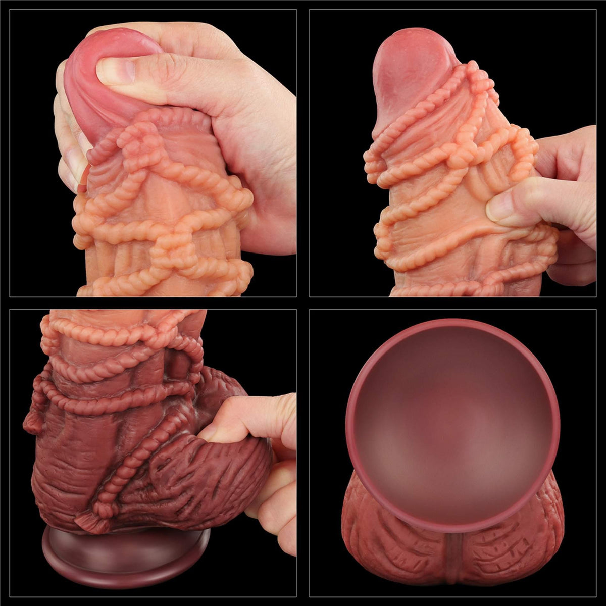 5-9.5'' Dual layered Platinum Silicone Cock with Rope-5