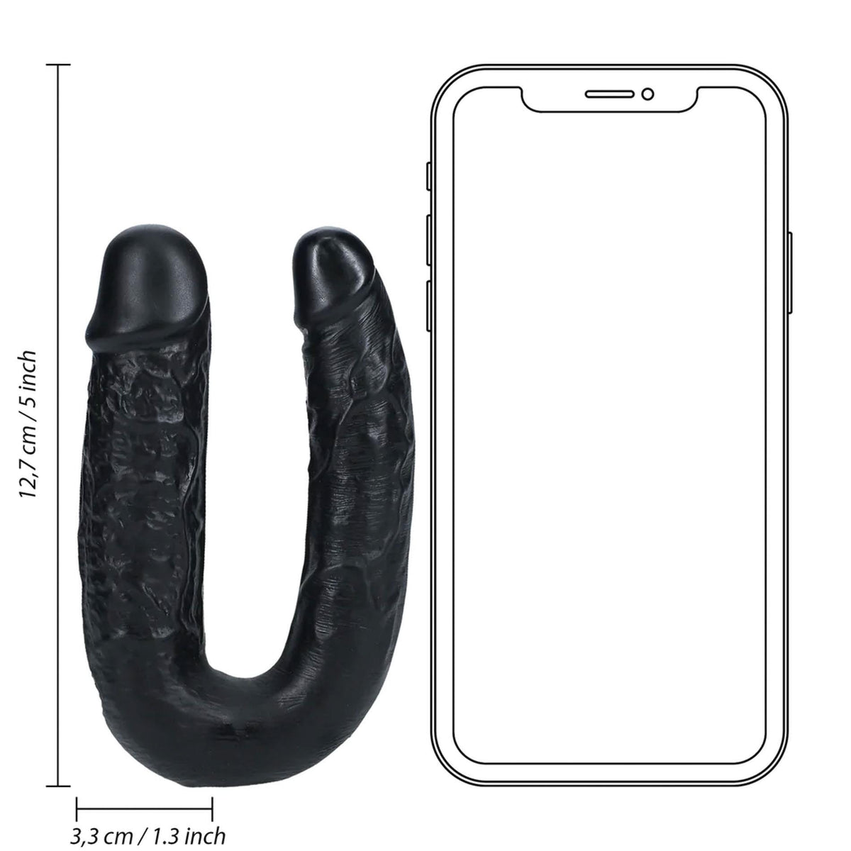 8-Dildo podwójne w kształcie U RealRock 12,7 cm czarny-8