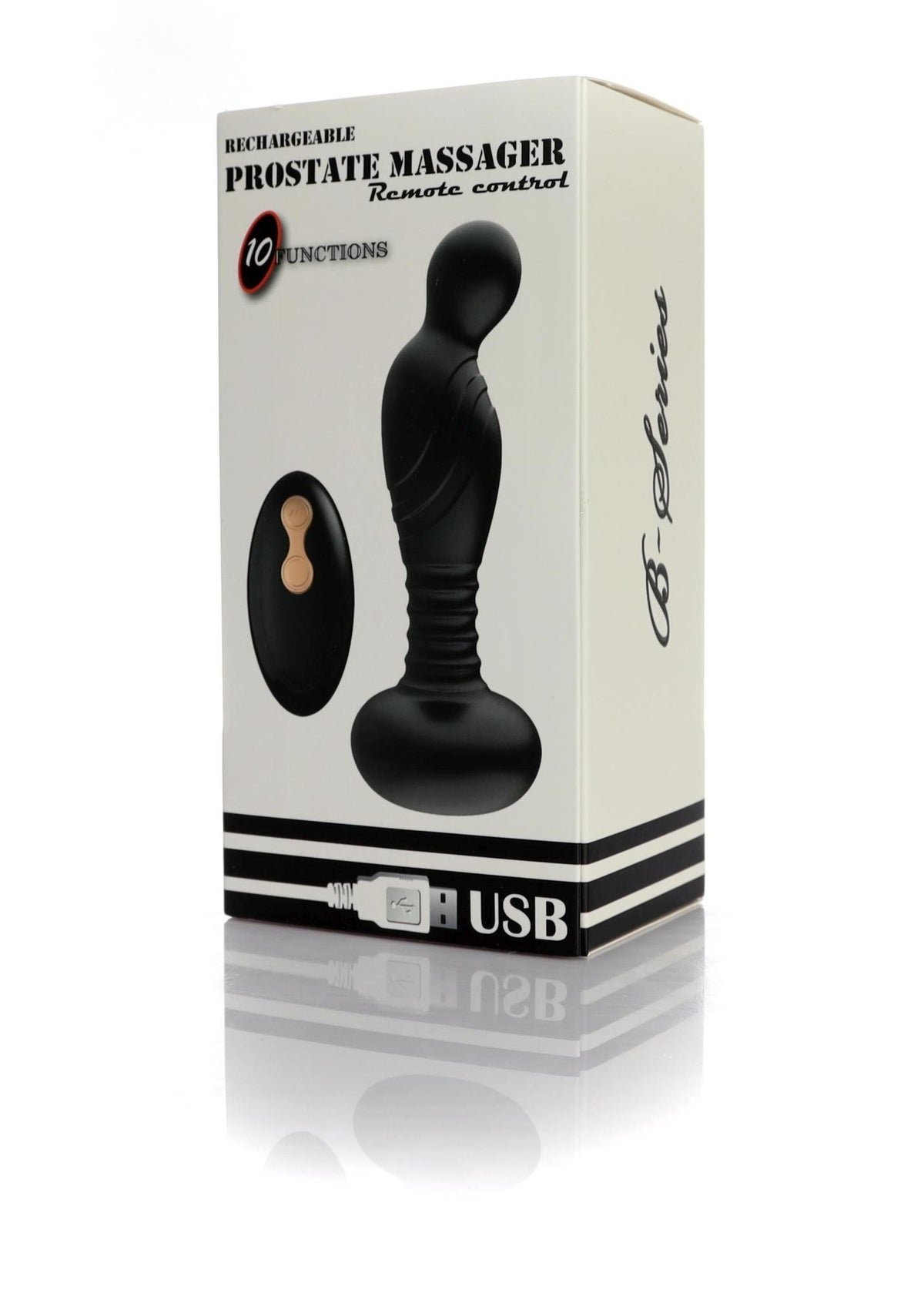 10-Masażer prostaty silikonowy 10 funkcji USB z pilotem B-Series Magic-10