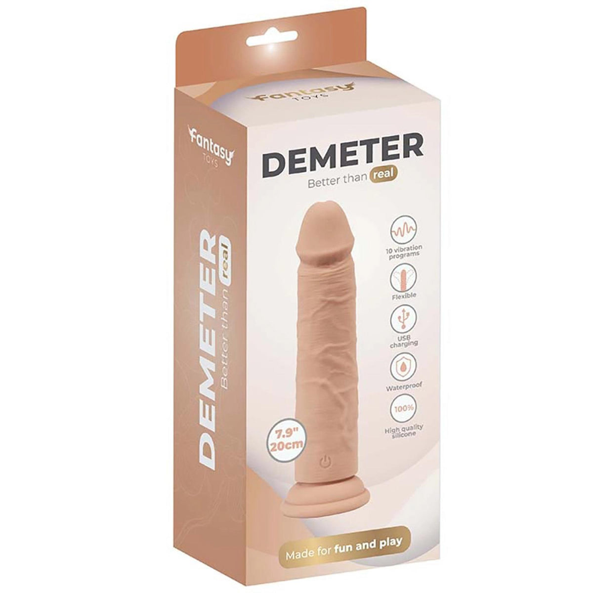 7-Realistyczne dildo wibrujące Fantasy Demeter 20 cm USB-7