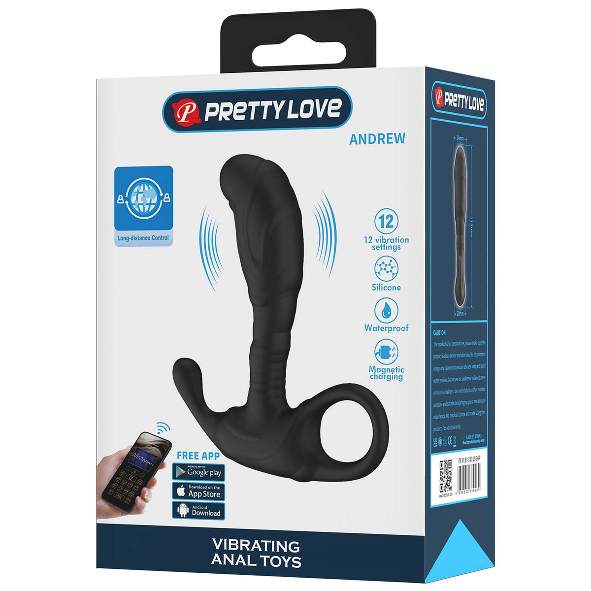 8-Wibrujący masażer prostaty Pretty Love Andrew z aplikacją USB-8