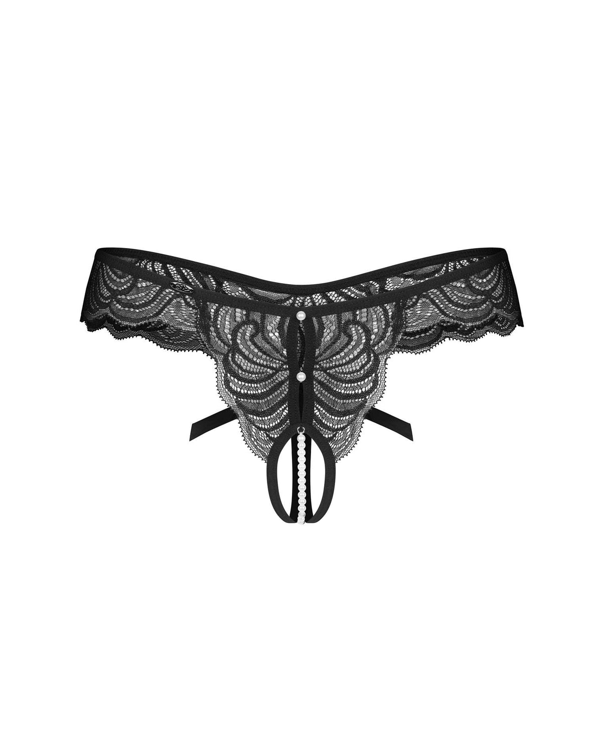 8-Koronkowe stringi otwarte Trinise z perłami Obsessive S/M-8