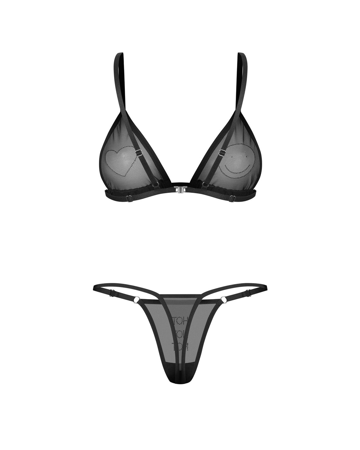 8-Transparentny czarny komplet bielizny Obsessive Wet Me S/M-8