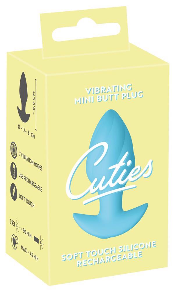 8-Korek analny wibrujący Cuties niebieski 7 trybów USB-8