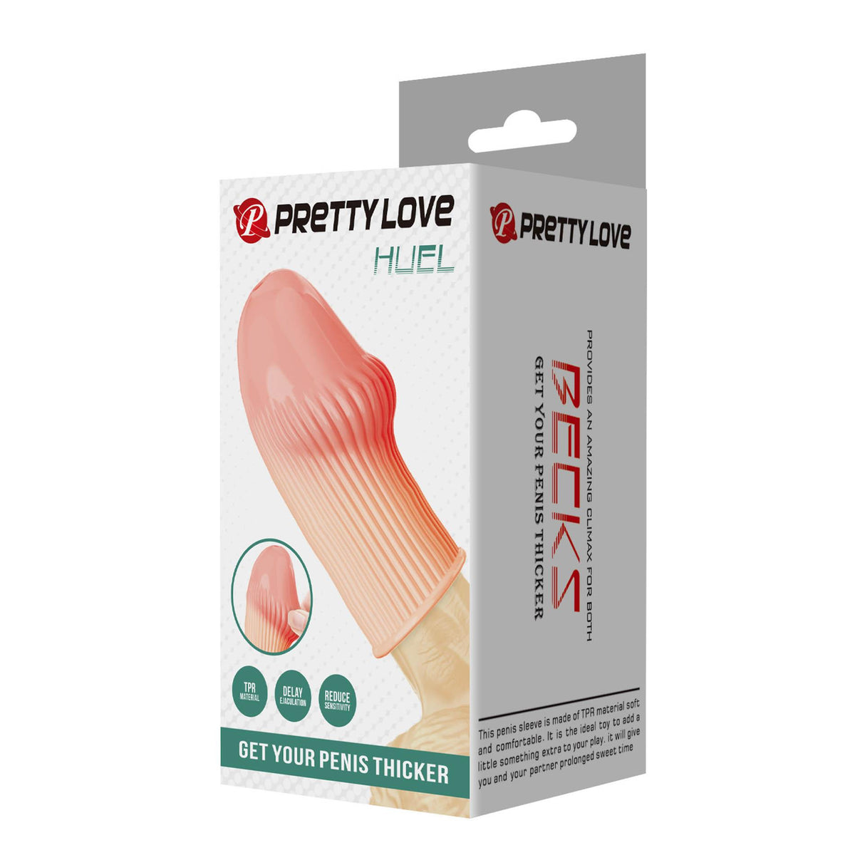 8-Elastyczna przedłużka na penisa Pretty Love Huel TPR-8