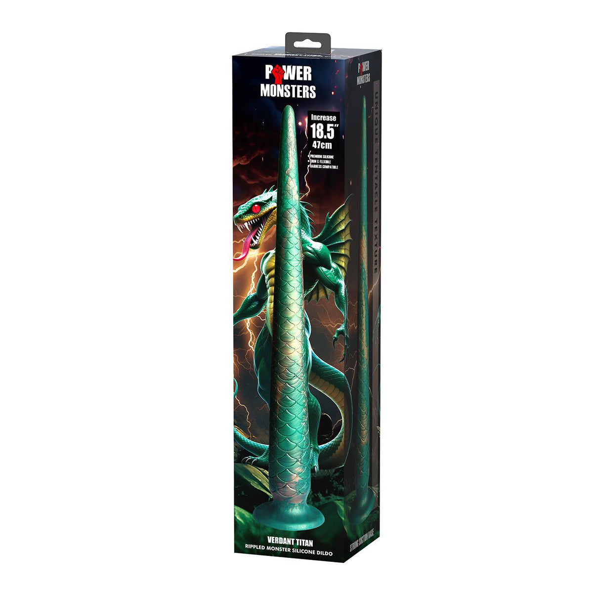 8-Dildo silikonowe Power Monsters Verdant Titan szmaragdowe 47 cm-8