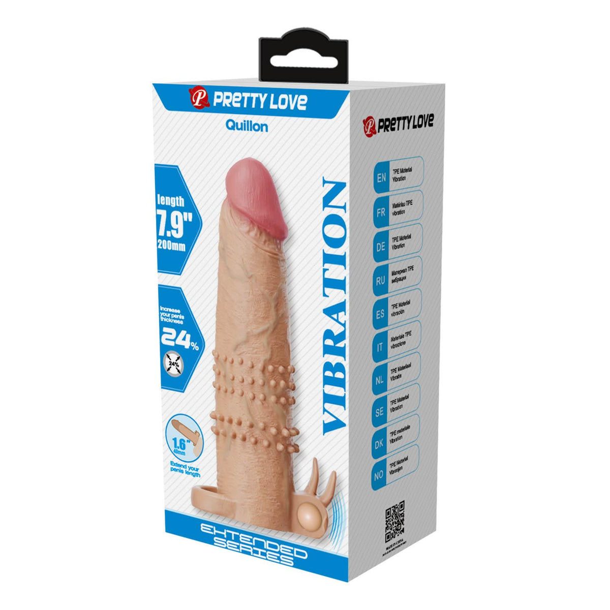 8-Wibrująca przedłużka na penisa Pretty Love 17 cm naturalna-8