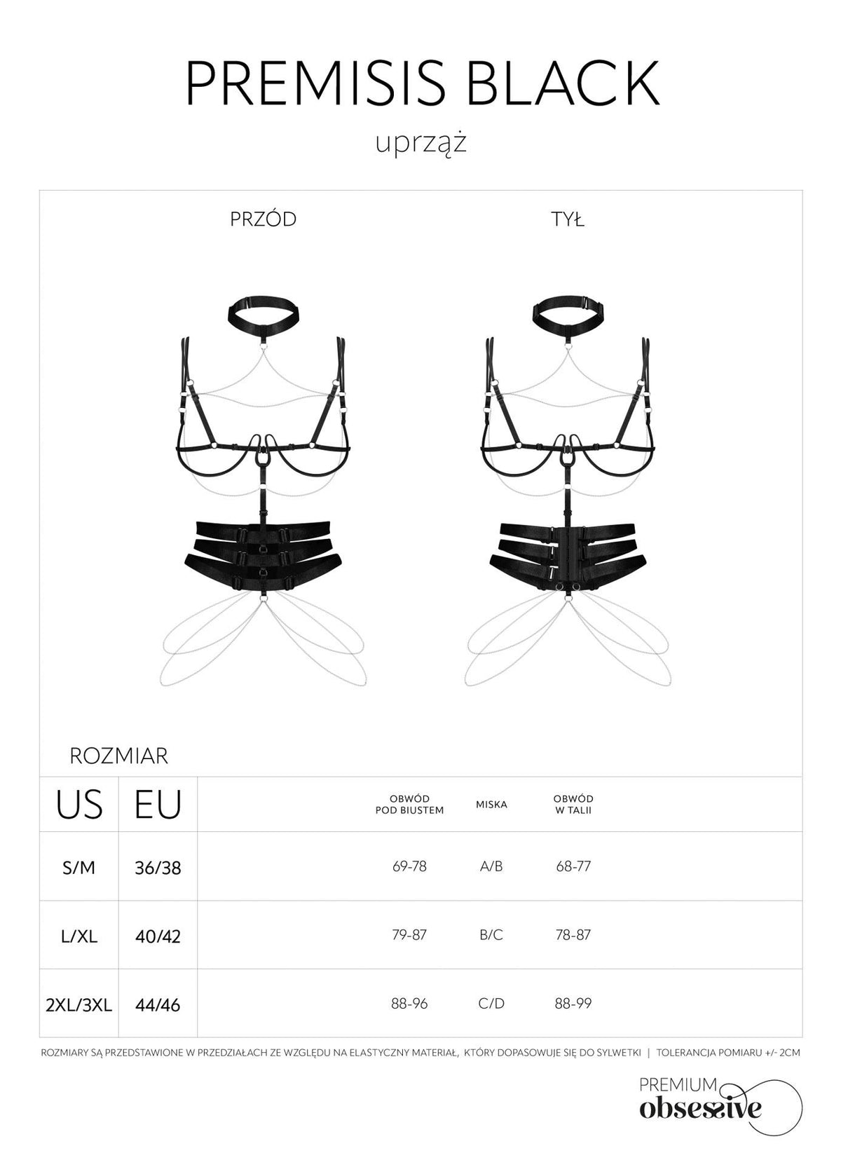 9-Uprząż Premisis Black Obsessive z fiszbinami S/M/L-9