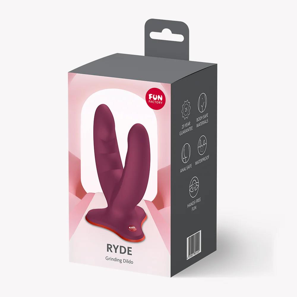 11-Dildo podwójne z przyssawką Fun Factory Ryde bordowe-11