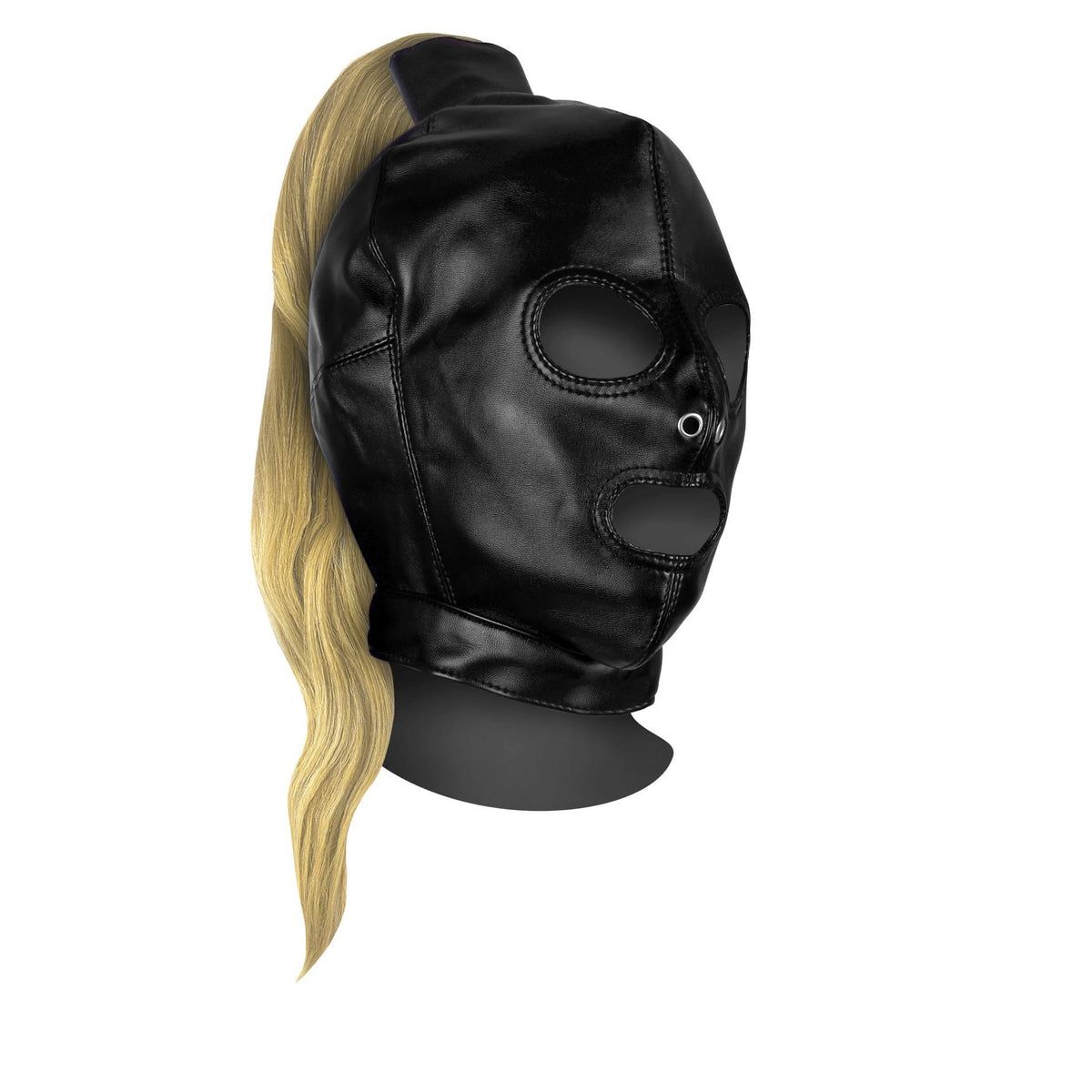 9-Maska BDSM z blond kucykiem Ouch! czarna 55 cm-9
