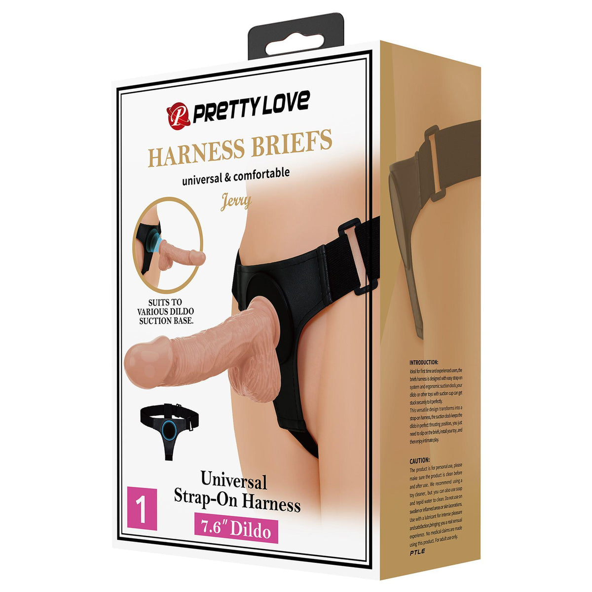 10-Uprząż strap-on majtkowa Pretty Love Jerry z dildo cielistym 19 cm-10