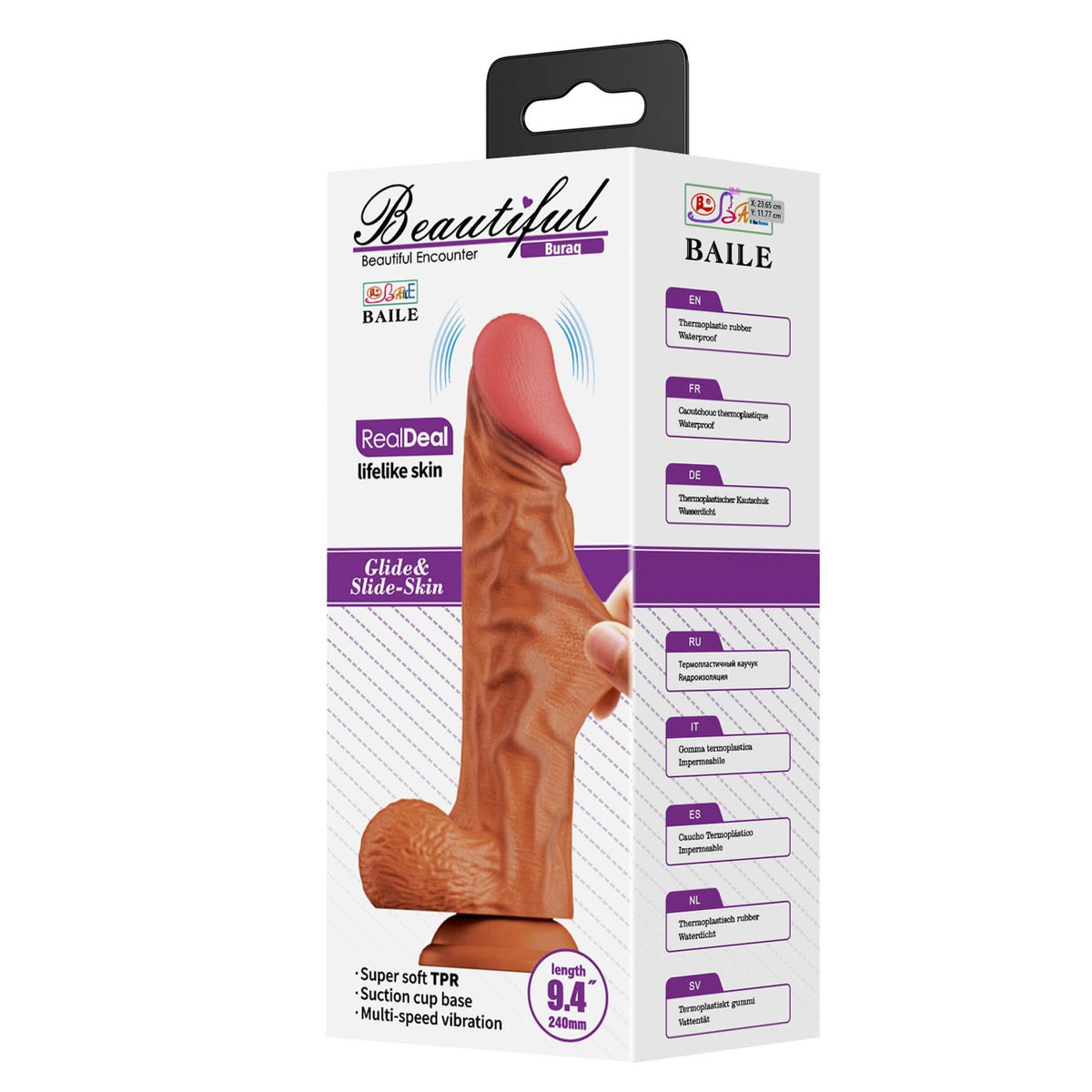 11-Baile Beautiful Encounter RealDeal Vibrating Dildo 9.4"-11