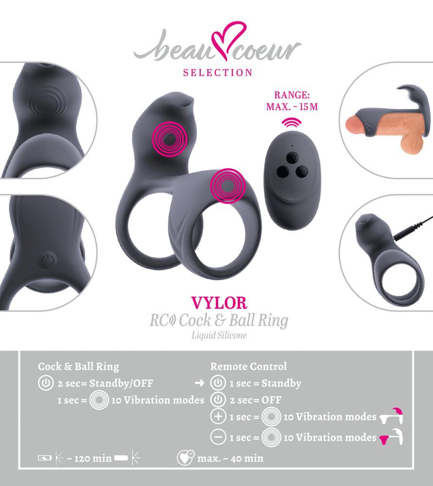 13-Pierścień wibrujący beau coeur Vylor RC z pilotem USB-13