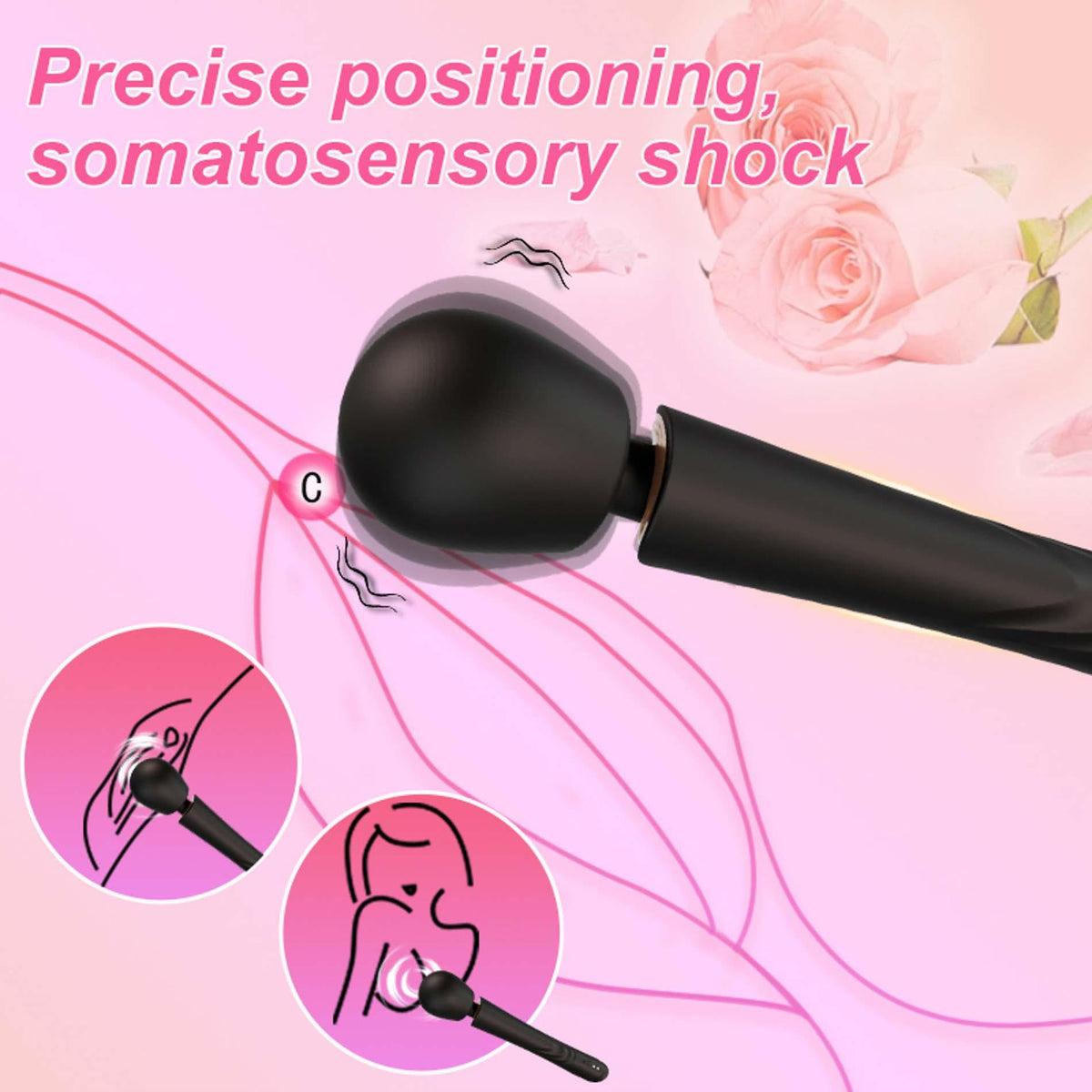 16-Masażer wibracyjny silikonowy Perfect Wand czarny USB-16