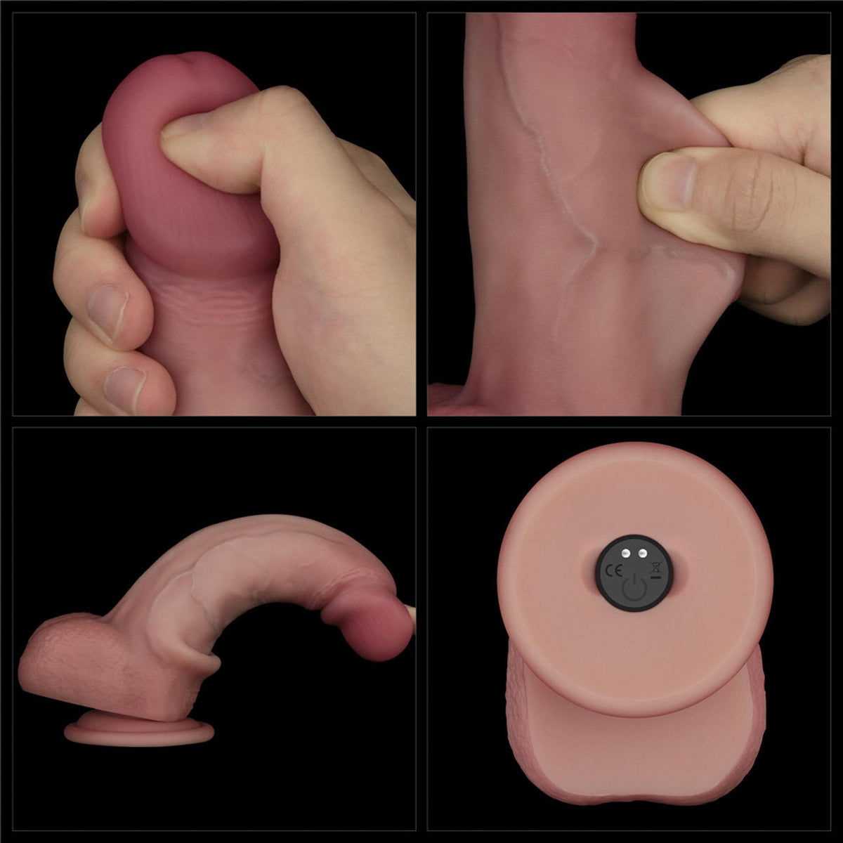 23-8" Vibrating Sliding Skin Pro II Dual Layer Silicone Dong-23