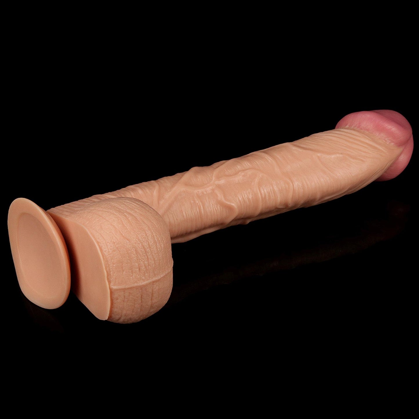 8-Lekko zakrzywione cieliste dildo z przyssawką 33cm-8