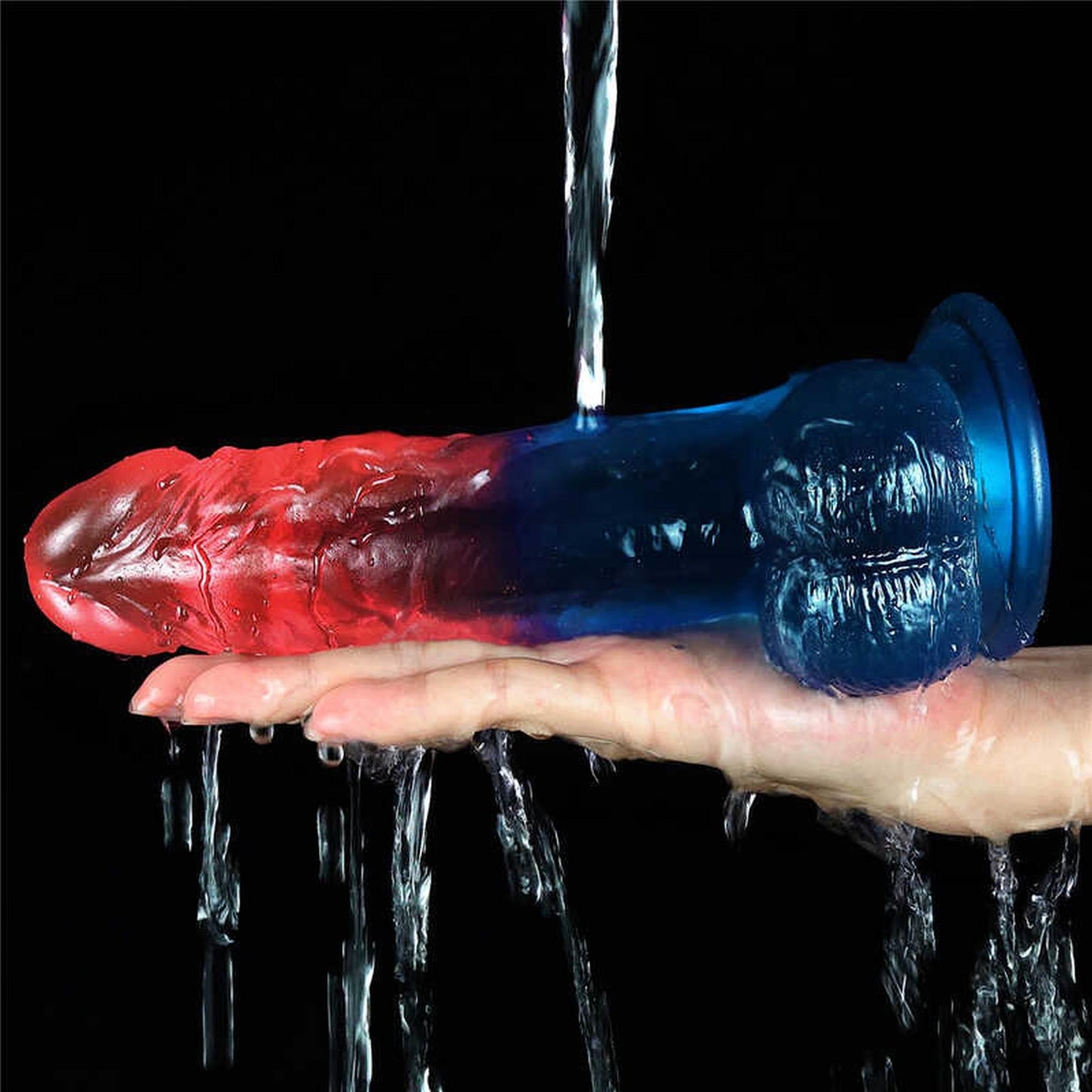 7-Duże dwukolorowe dildo giętkie z przyssawką 20 cm-7