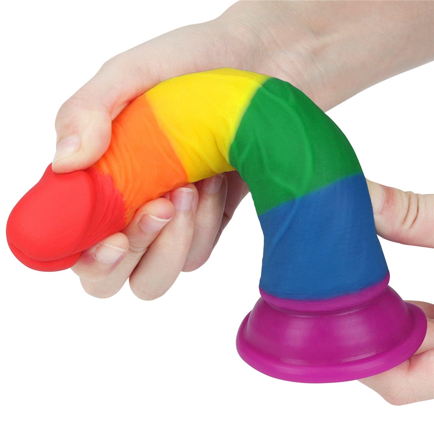 10-Tęczowe dildo elastyczne z przyssawką silikonowe-10