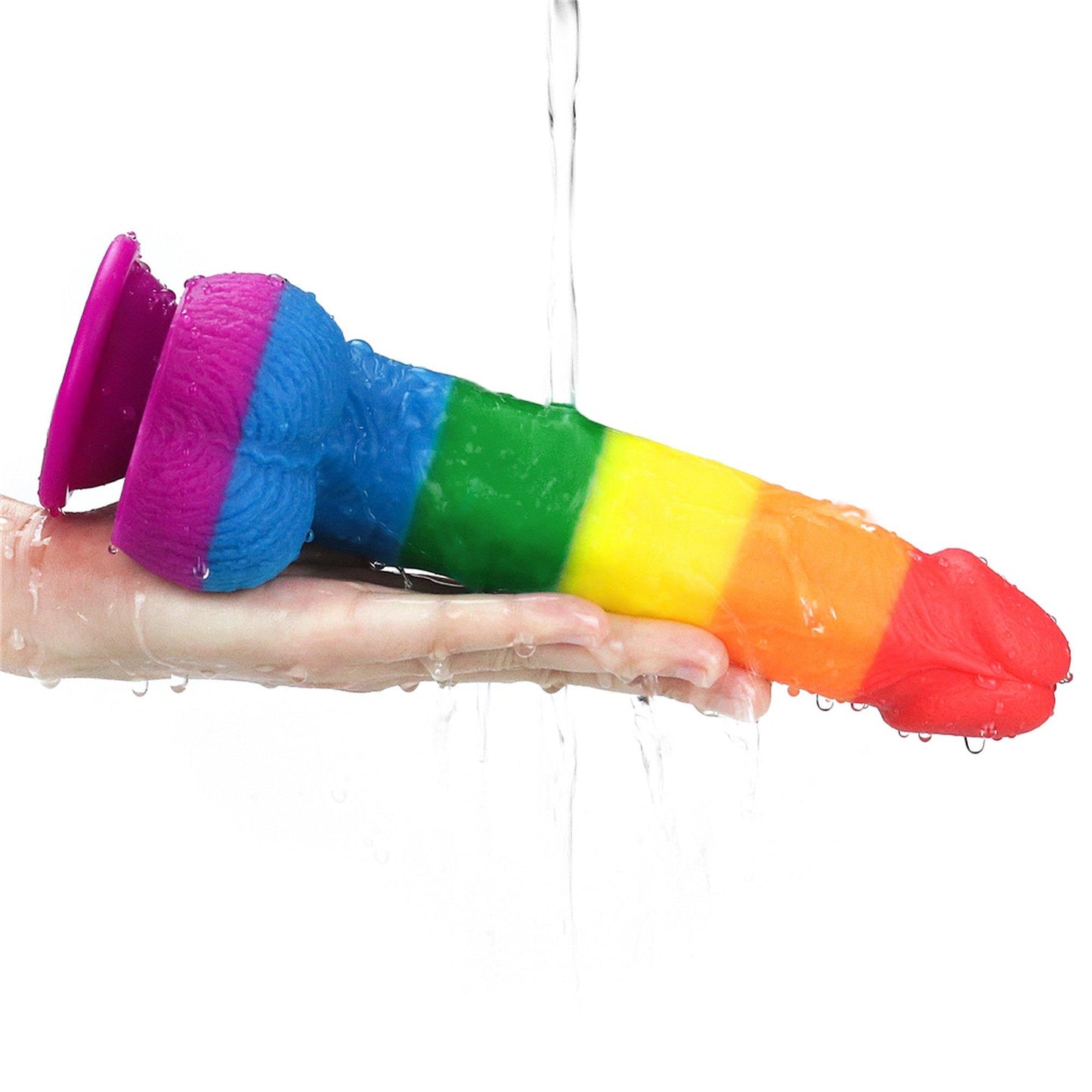 11-Dildo tęczowe elastyczne z przyssawką 22,5 cm-11