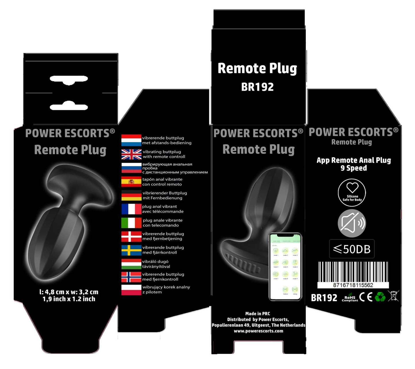8-Power Escorts - BR192 - Remote Vibrating Plug - App Controled - Silicone-8